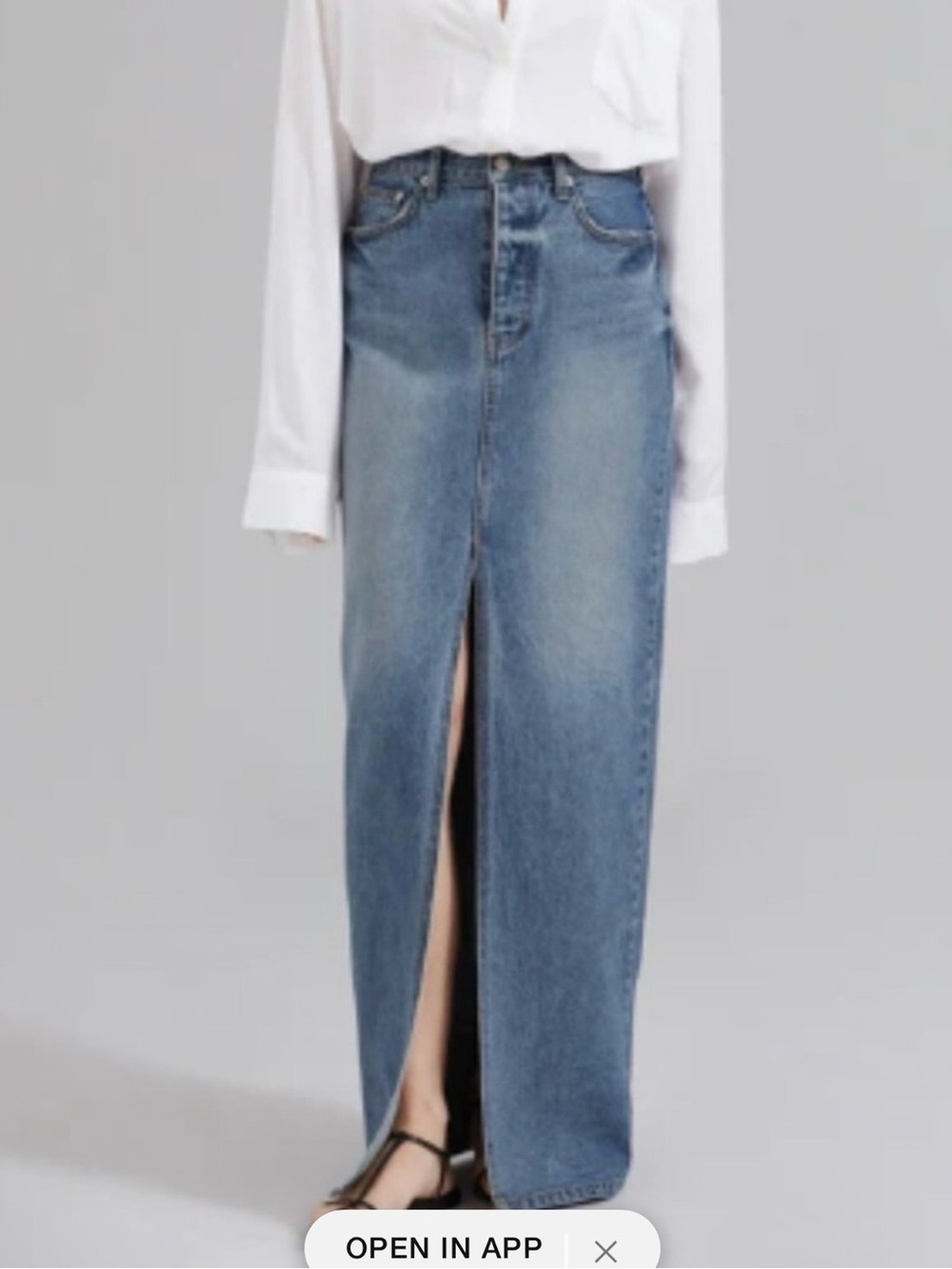 The Frankie Shop Skirt Womens Small Blue Jean Denim Button Fly Pencil Maxi Texas